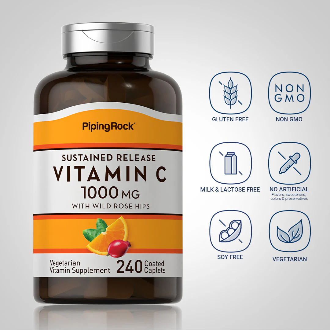 Vitamin C 1000 mg with Rosehips Timed Release, 240 Coated Caplets - Image 5