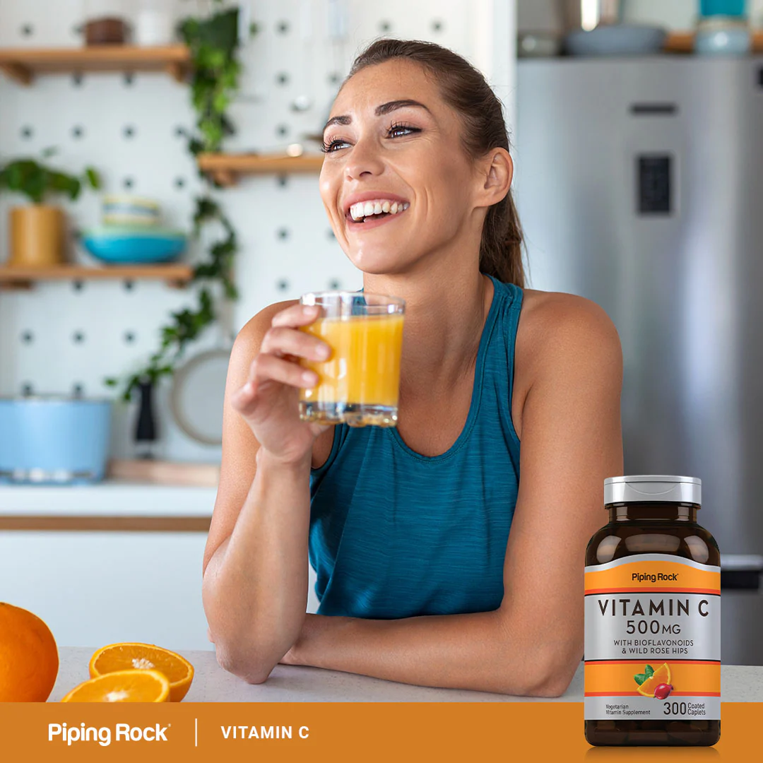 Vitamin C 500 mg with Bioflavonoids & Rose Hips, 300 Coated Caplets, 2  Bottles - Image 6