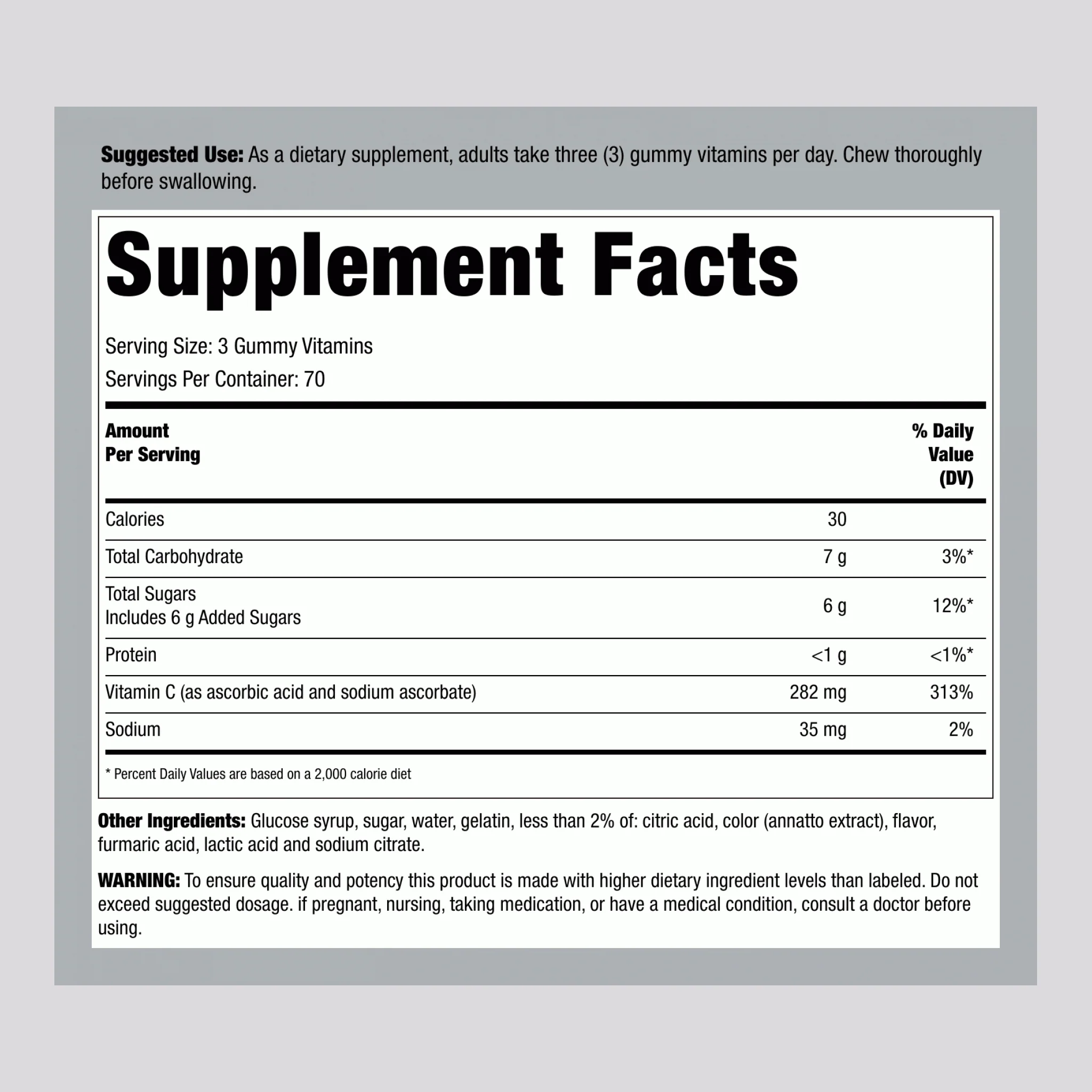 Vitamin C Gummies Orange Flavor, 210 Gummies - Image 2