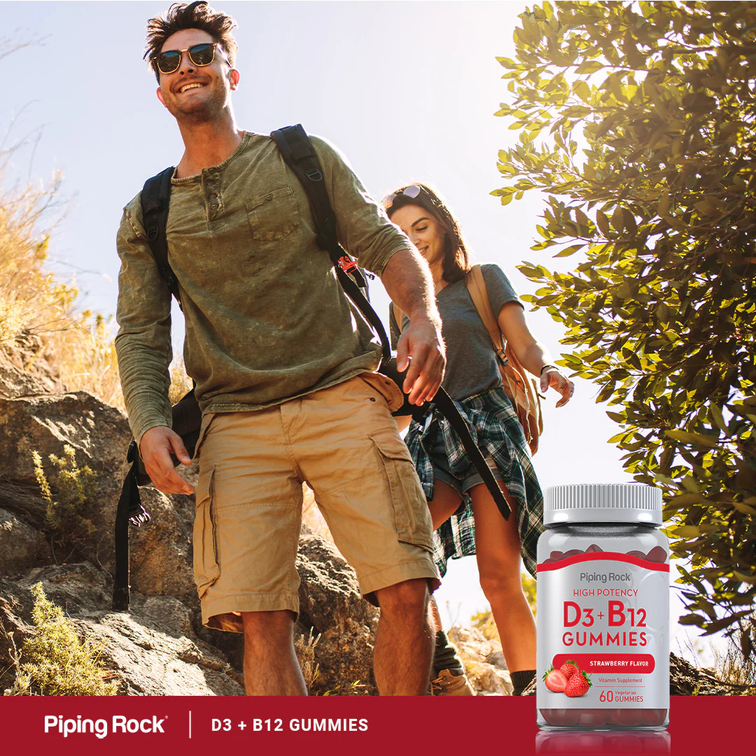 Vitamin D3 + B12 (Delicious Strawberry), 60 Vegetarian Gummies - Image 5