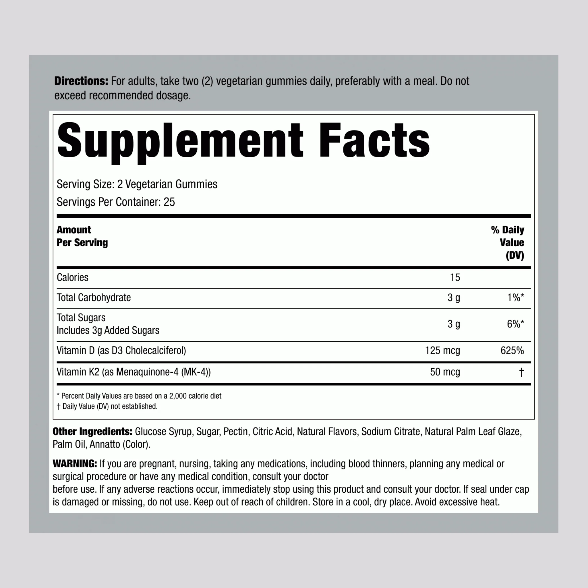 Vitamin D3 + K2 Complex (Peach Mango), 50 Gummies - Image 2
