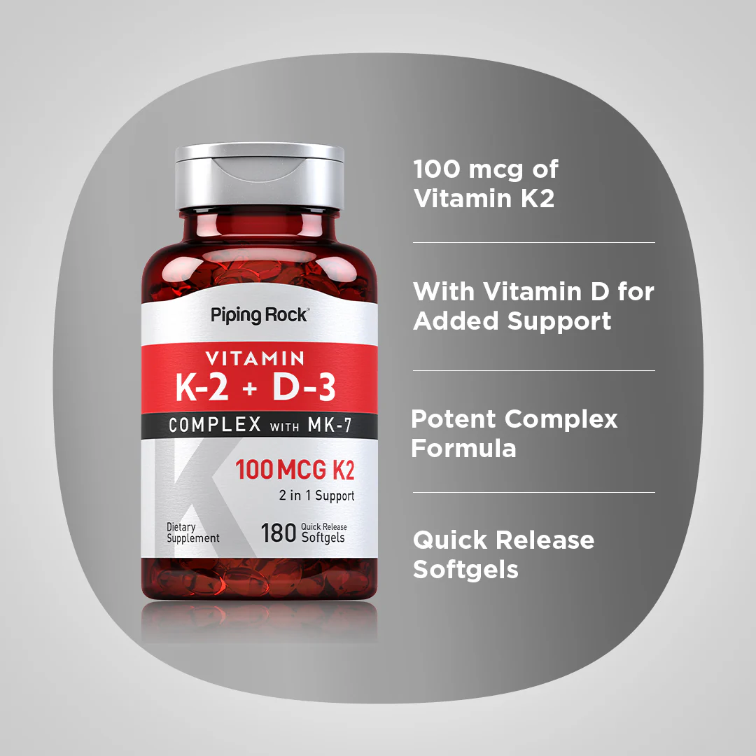 Vitamin K-2 Complex 100 mcg with D3, 180 Quick Release Softgels - Image 4