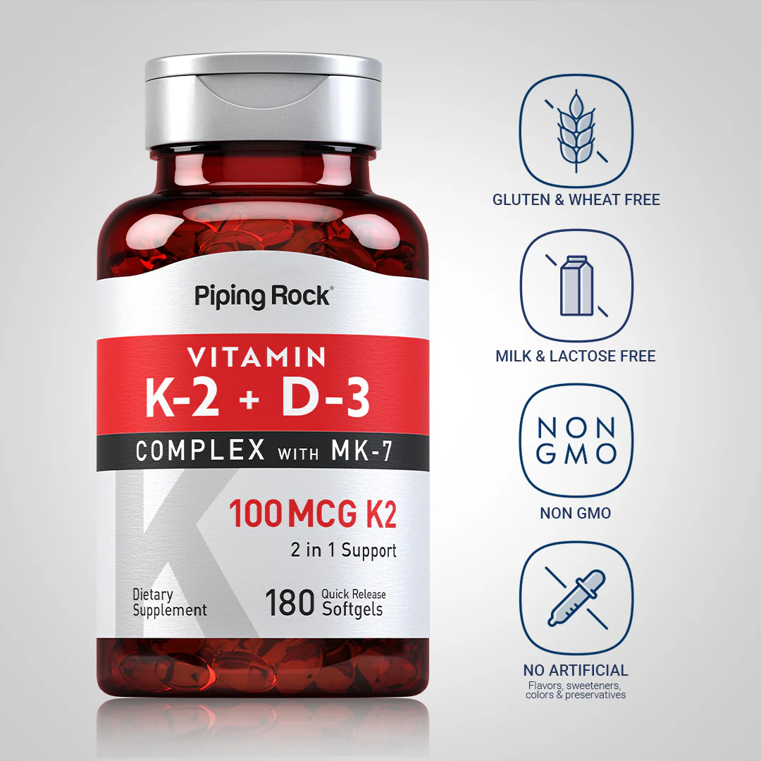 Vitamin K-2 Complex 100 mcg with D3, 180 Quick Release Softgels - Image 5