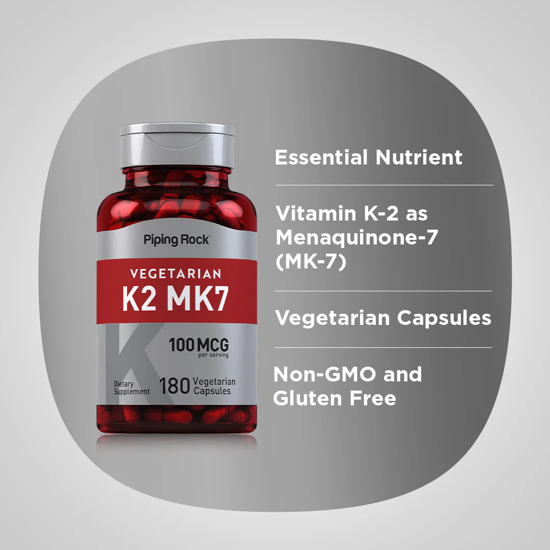 Vitamin K-2 MK-7, 100 mcg (per serving), 180 Vegetarian Capsules, 2  Bottles - Image 3