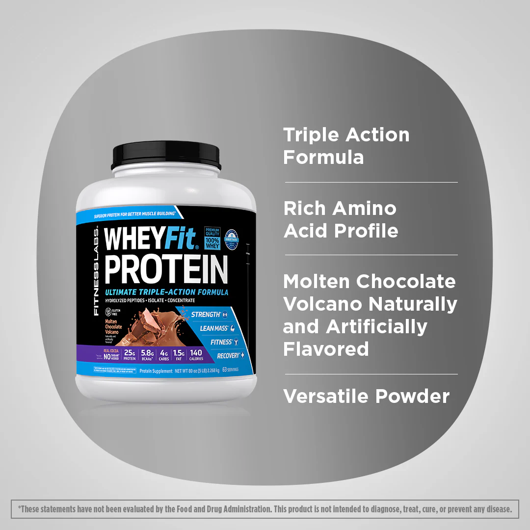 Whey Protein WheyFit (Molten Chocolate Volcano), 5 lb (2.268 kg) Bottle - Image 3
