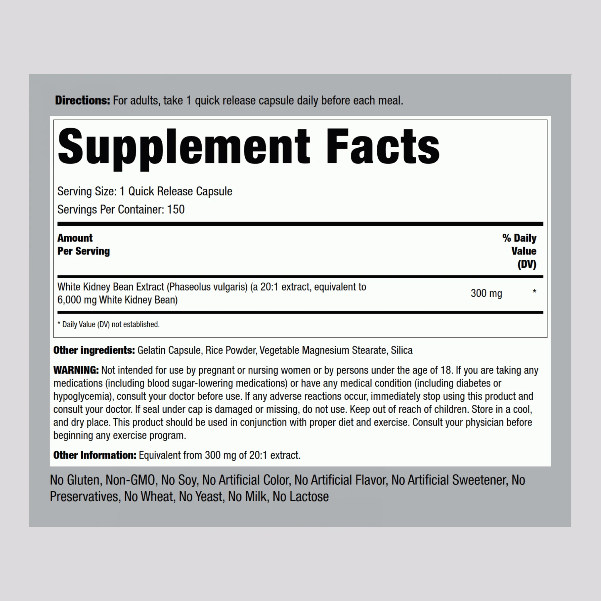 White Kidney Bean, 6000 mg, 150 Quick Release Capsules, 2  Bottles - Image 2