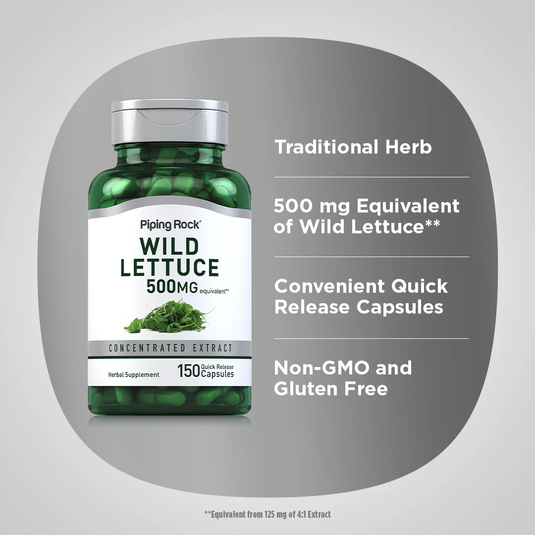 Wild Lettuce, 500 mg, 150 Quick Release Capsules, 2  Bottles - Image 4