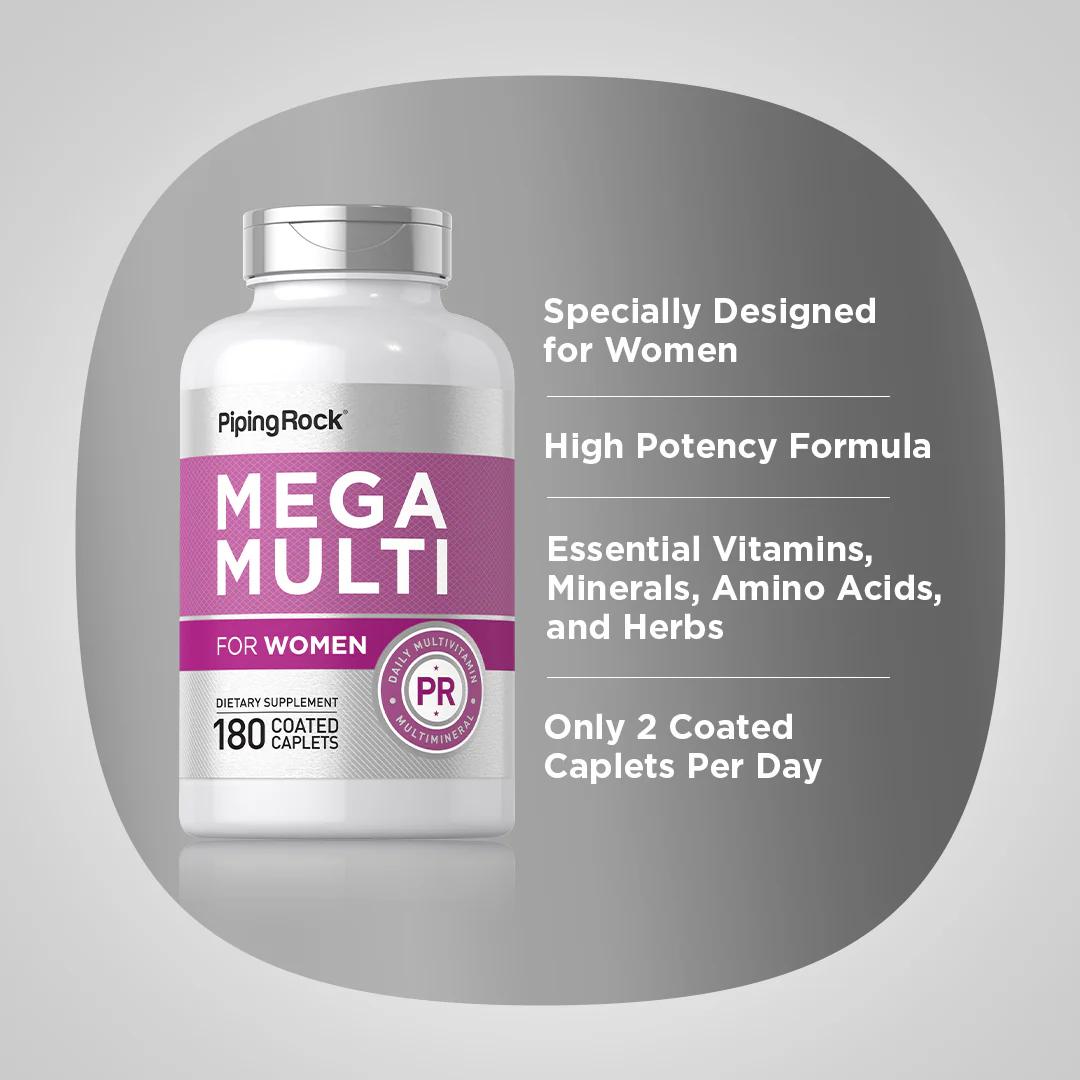 Women's Mega Multi, 180 Coated Caplets, 2  Bottles - Image 3