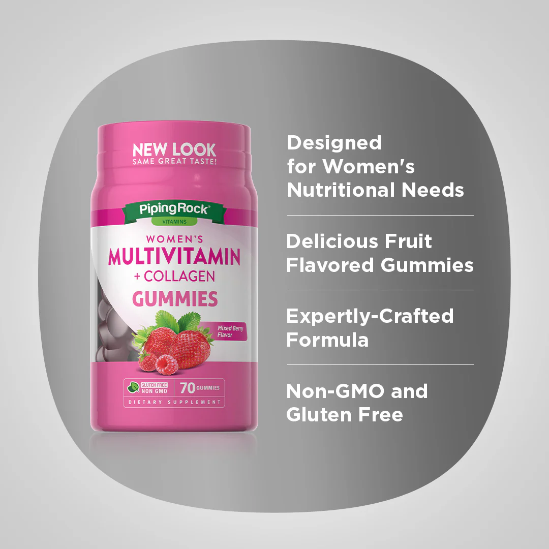 Women's Multivitamin + Collagen (Natural Mixed Berry), 70 Gummies - Image 3