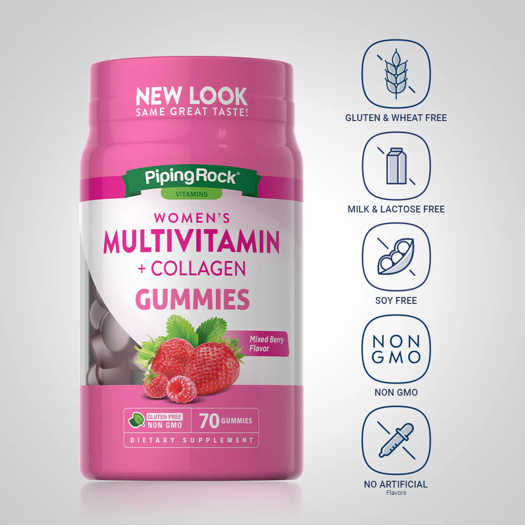 Women's Multivitamin + Collagen (Natural Mixed Berry), 70 Gummies, 2  Bottles - Image 4