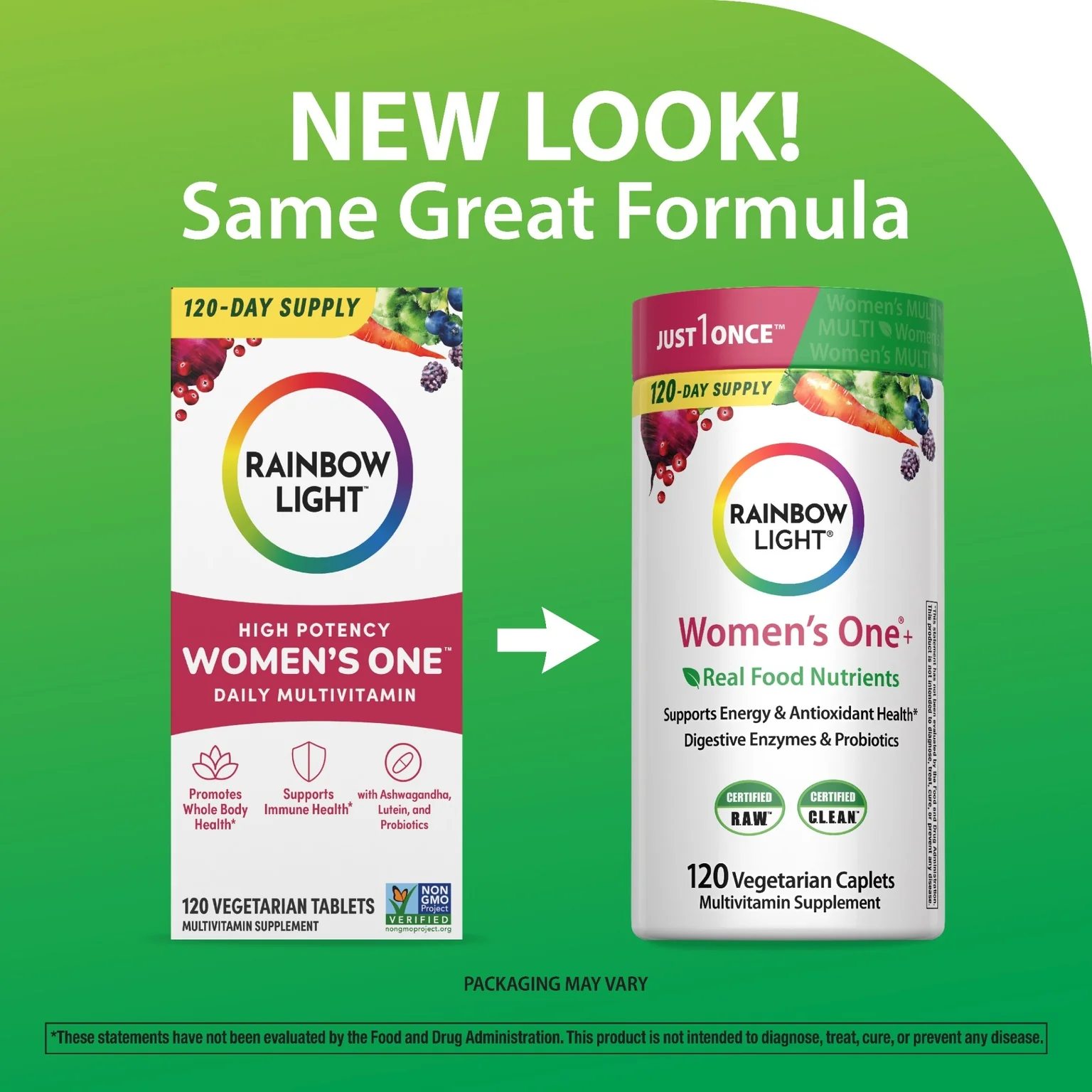 Women's One + Real Food Nutrients, 120 Vegetarian Caplets - Image 4