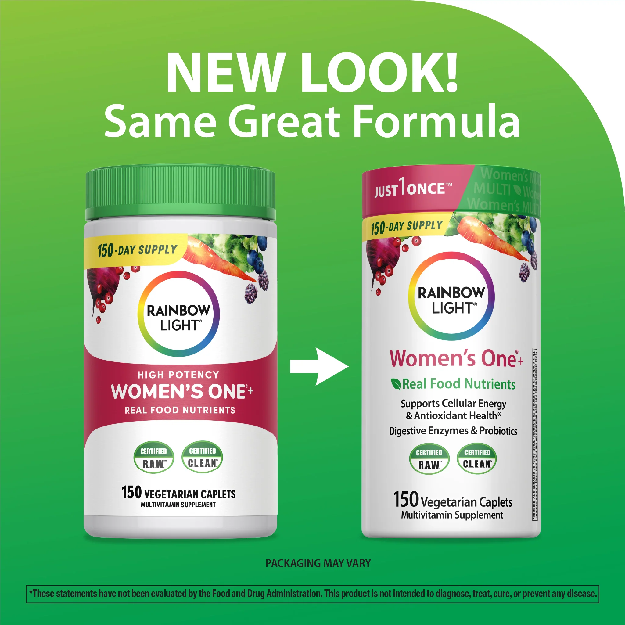 Women's One + Real Food Nutrients, 150 Vegetarian Caplets - Image 4