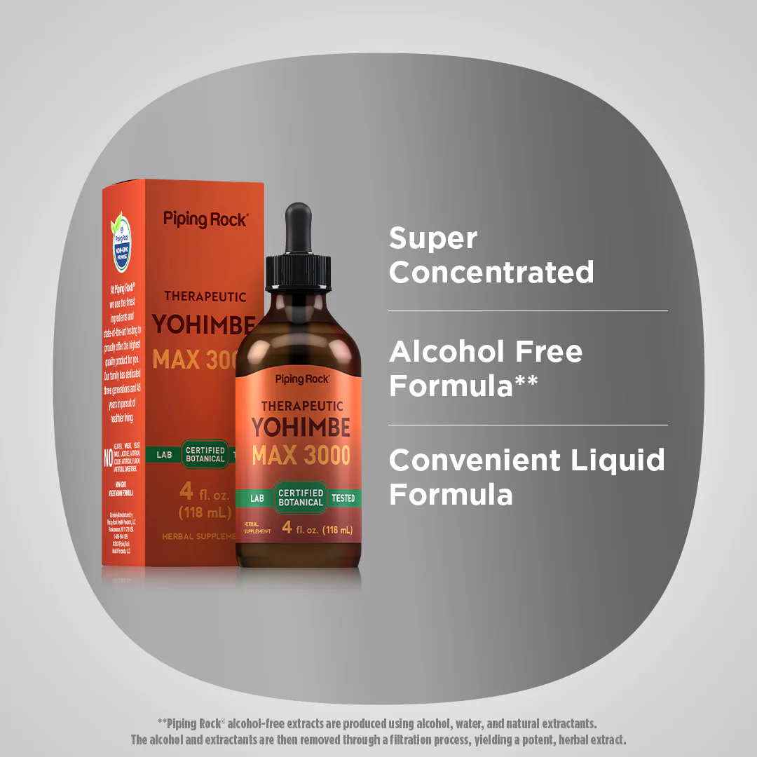 Yohimbe Max 3000 Liquid Extract Alcohol Free, 4 fl oz (118 mL) Dropper Bottle - Image 3