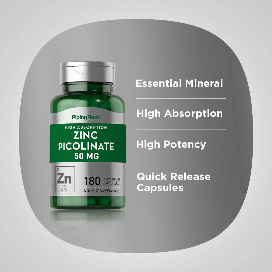 Zinc Picolinate (High Absorption Zinc), 50 mg, 180 Quick Release Capsules, 2  Bottles - Image 4